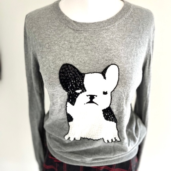 French Connection Bulldog Sequin Sweater Size M - Picture 7 of 10